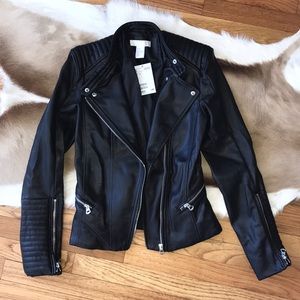 NEW H&M Vegan Moto Jacket - Black, Size 2